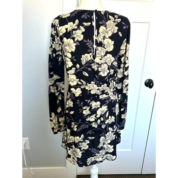 COTTON CANDY Lace Front Tie Waist Floral Print Balloon Sleeve Dress Size L - Picture 3 of 11